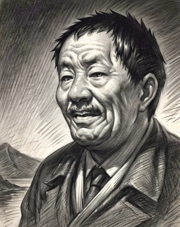 (A high resolution,Best quality,Realistic),(Portrait,Character) 's (Chinese old man:1.1),(Side view:1.1), Around (70 years old:1.1). The man has (Wrinkles:1.2) On his face, Show the mark of a better life. his (Expressive eyes),(Wise eyes:1.1) Show the depth of his experience. he had (Thick, White hair),(White hair:1.1) This adds to his noble appearance.

Portrait in (Classic charcoal style:1.2) with (Fine, detailedshadows:1.1), Capture every single one (wrinkle:0.9) and (wrinkle:0.9) In front of men. Sketching techniques brought out (Texture:1.1) His skin, Make it feel three-dimensional. The background is tranquil (landscape:1.1) with (misty mountains:1.2) and (Flowing rivers:1.1), It symbolizes the wisdom and serenity that comes with age.

The image is (Exceptional quality:1.2), with (清晰's线条:1.1) and (Subtle tones:1.1) Create an (true to life:1.37) Representatives of the elderly. the lighting is subdued， (Natural:1.1), Emphasize the contours of his face，adding depth to the overall composition.

This artwork captures the beauty and elegance of an elderly Chinese man, Reveal the wisdom and stories hidden beneath his old countenance. It's a (A touching portrayal) Celebrating China's rich history and cultural heritage.