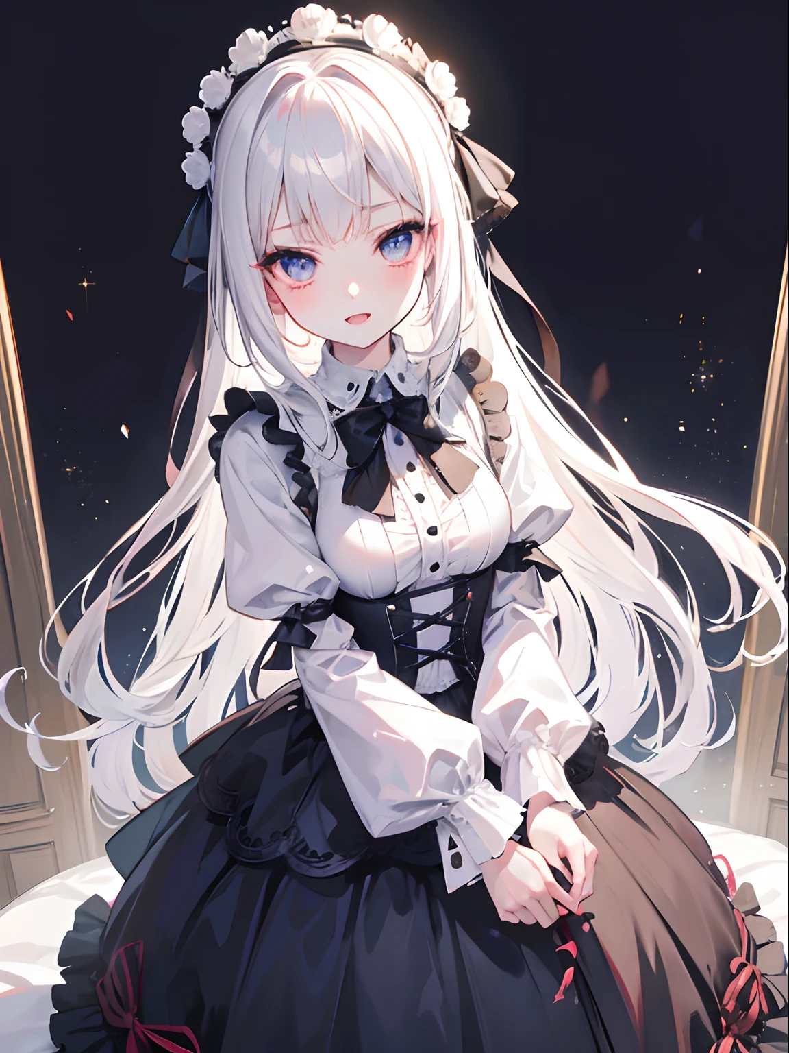 (White liquid on the thighs)((genitalia))(No pants,)(Love juice and crotch ,Not wearing pants)(masutepiece, Best Quality:1.2), 8K, 85 mm, Official art, Raw photo, absurderes, Platinum Blonde Hair, (Blue eyes, Lolita Fashion, sweetlolita, Gothic, Dress:1.2), Idol face, Upper body, Beautiful Girl, gardeniass, Copenhagen, Short sleeve, Elegance, Sophisticated, gardenia, Looking at Viewer, Film grain, chromatic abberation, Sharp Focus, face lights, Dynamic lighting, Cinematic lighting, embarassed expression, (((tucking up the skirt、,)))、Beautiful and perfect legs, Clean and perfect hands