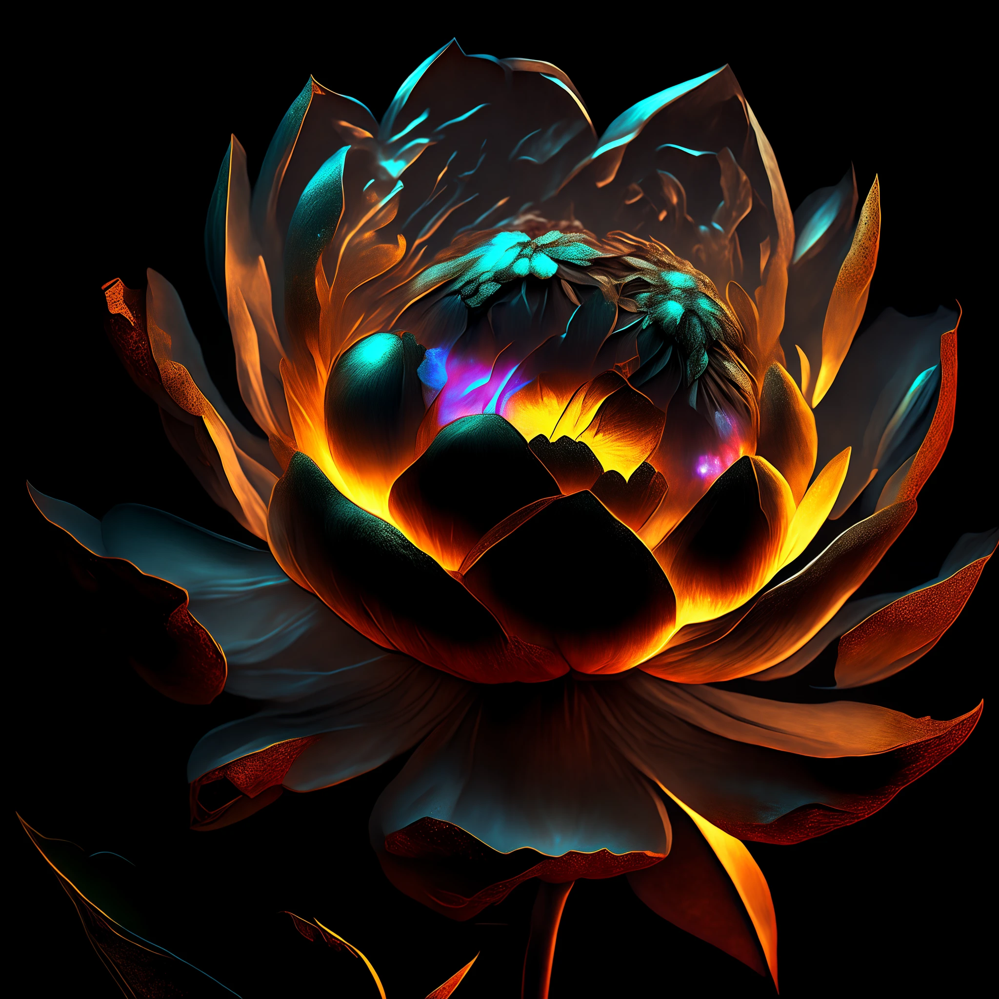 Peony flower, super transparent, holy light, beautiful spectrum light, petals glowing, shimmering, dark background, transparent light drops, reflected light, bright, light streaming in, optical, portrait silhouette, sharp focus, magical, intricate, hyper-realistic, fantasy, composition, light, artstation trend, pearl, patron saint cloud of silver steam, corroded surround ray family, 8k, real ar 23v4 uplight