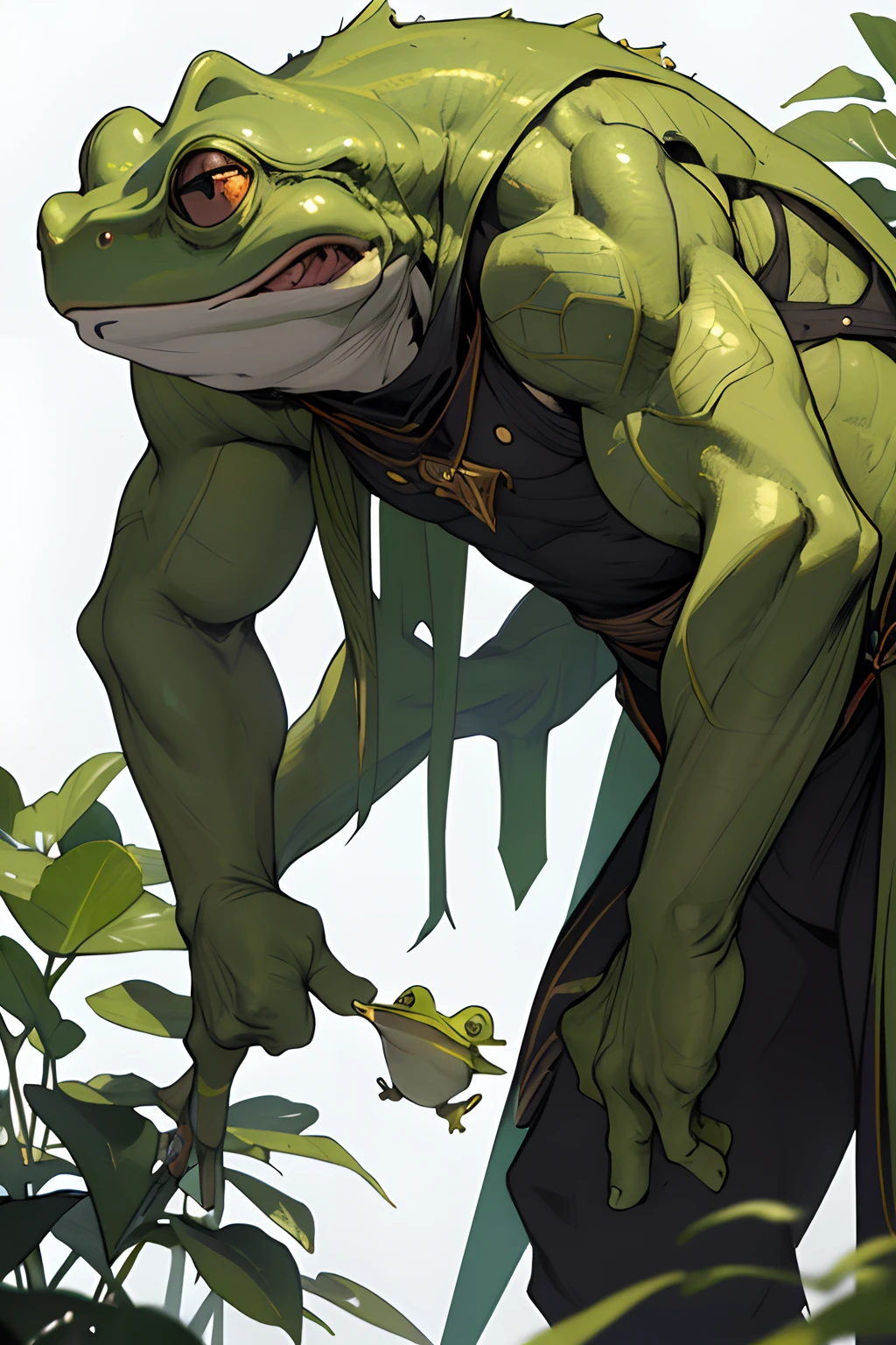There are six frogs in a very deep well... one is climbing over the well... high quality realistic 4k over the well
