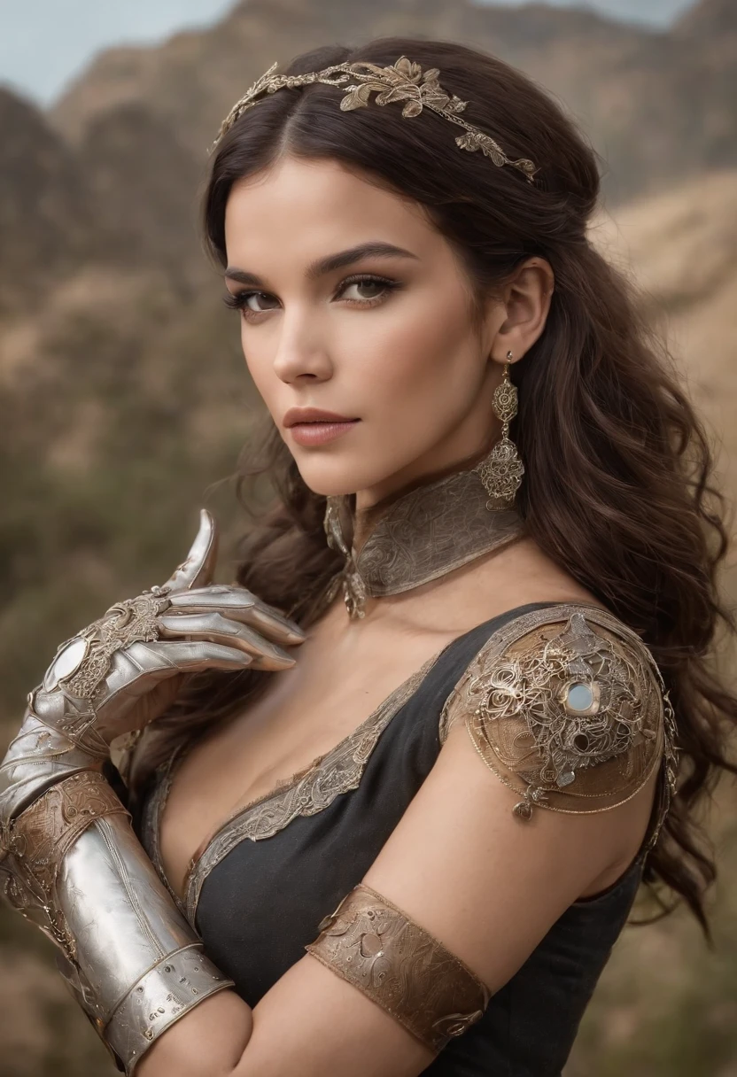 Bruna Marquezine como bela mulher steampunk deslumbrante, (corpo inteiro), olhos ultra-detalhados, corpo ultra-detalhado, nice perfect guy with soft skinice, corpo feminino deslumbrante, ((ultra-detailed hands)), obra-prima conceito fantasia arte, trending on ArtStation, hiper-detalhado, arte digital, Motor irreal, 32k, Ultra HD |, imagem centrada, arte de Luis Royo e artgerm e greg rutkowski e Alphonse Much