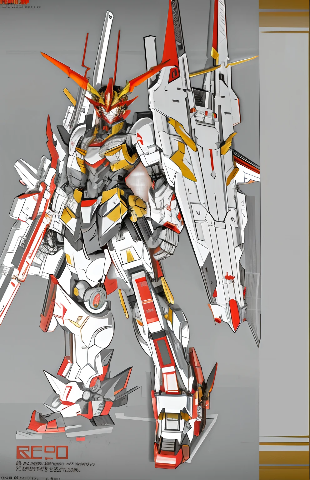 There are tank and aircraft features,mechs,succinct,Handsome,Domineering,China-style,The cannon is mounted on a robotic arm,back,decolletage,The propeller acts as wings on the back,The robot is red as the main body,There is a small amount of yellow rendering,Dragon element