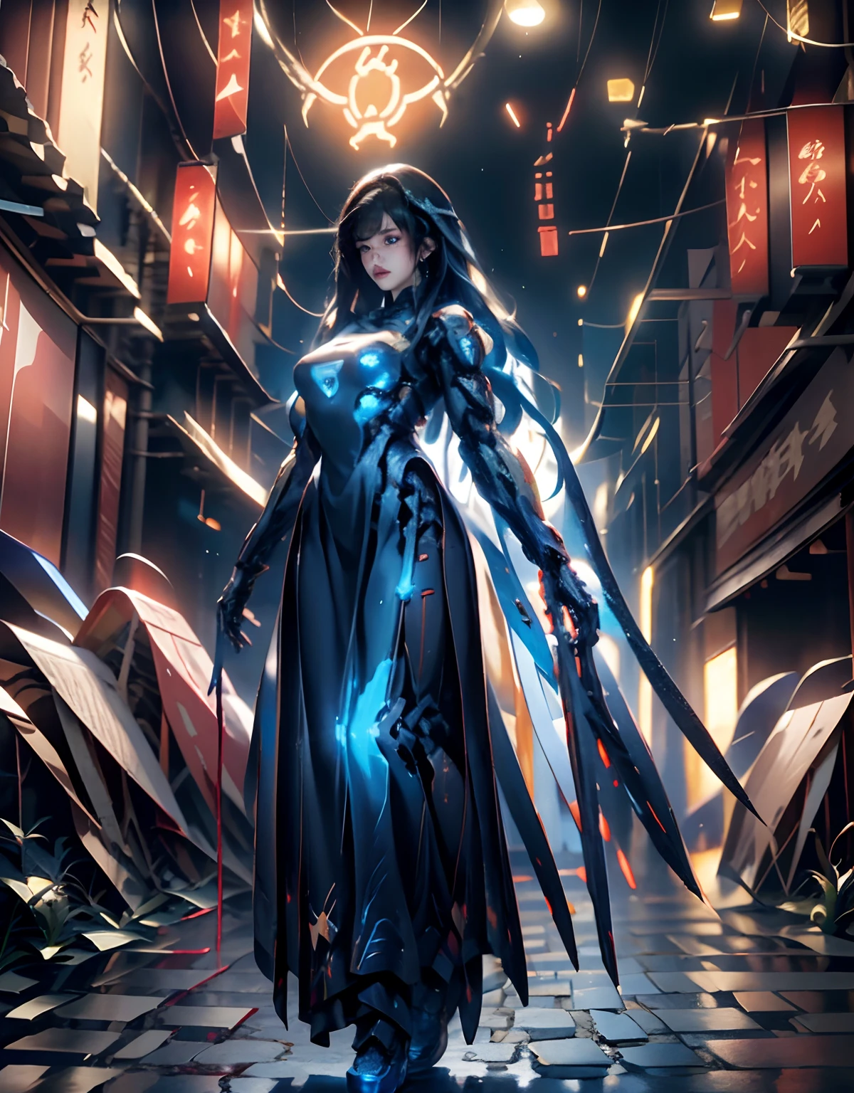 (1 mechanical girl)、highest qualityr、obra maestra、超A high resolution、(Fotorrealista:1.4)、Foto RAW、1人の女の子、cabello dorado、piel resplandeciente、(((1 mechanical girl)))、Con un hermoso cuchillo、(Traje de metal dorado)、(hermoso fondo de bosque)、Acantilados escarpados、(Small LED)、((Super realistic details))、Portlate、global ilumination、sombra、Octane representation、(Scouter tuerto)、8k、ultrasharp、Tetas colosales、Raw skin is exposed at the décolleté、metales、Detalles de adornos complejos、Japan details、Detalles muy intrincados、Luz realista、Tendencias de CGSoation、ojos rojos、ojos radiantes、in front of camera、neon details、(mechanical limbs)、(Blood Vessels Attached to Tubes)、Mechanical vertebrae attached to the back、mechanical cervical attachment to the neck、(alambres y cables que se conectan a la cabeza)、Gundam、Small LED、,Mechanical thighs、Toostock、(Hands Are Made of Machines Too)、