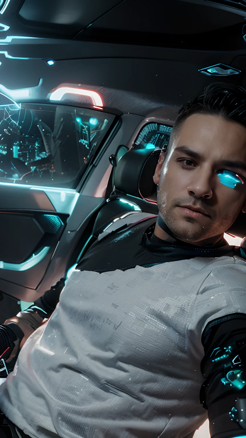 Change background cyberpunk handsome boy, realistic face, 8k, ultra realistic,
