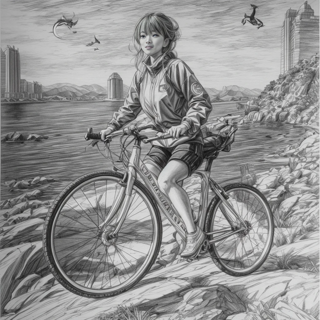((Masterpiece, Best quality, Extremely detailed CG, 8K, Cinematic lighting)),Qingdao is a beautiful coastal city, China,There is a beautiful girl riding a mountain bike,She wears athletic yoga clothes,Short black hair flutters gently in the breeze,The corners of his mouth hooked into a charming smile。White basketball shoes complement her sportswear。Girl on mountain bike,Glide along Qingdao's iconic and beautiful coastal roads。From beautiful bays to stretches of beaches,She loves horseback riding,At the same time, Enjoy the iconic sea view of Qingdao。The blue sea and the golden sand behind you are intertwined。The waves lapping against the reef,Bring a fresh sea breeze。She felt the sea breeze blowing。Travel through the iconic sights of Qingdao City,Laoshan、 Stand。She meandered up the hill,Conquer steep slopes,Feel the interweaving of challenges and achievements。She galloped down the boardwalk,Overlooking stunning sea views,1.4x realism,high detal,in a panoramic view,Faraway view,(anatomy correct,Accurate and perfect Korean female face,Exquisite facial features,Dexterous hands), ((Solo)),In a sea of flowers,Full moon background,realistic sketch, hyperrealistic sketch, detailed pencil sketch, Pencil sketch, realistic digital drawing, detailed sketch drawing, highly detailed portrait, detailed 4 k drawing, pencil drawing, highly detailed sketch, Realistic drawing, extremely detailed portrait, detailed but rough, pencil drawing illustration, realism drawing, detailed sketch, sketch art,((High quality, Masterpiece:1.4)), Portrait sketch, Messy drawings, Messy charcoal spots, Unfinished sketch, Painting in charcoal style, Sketchbook drawing, sketchbook, Beautiful hair,Black eyes,prette,Realistic charcoal line, Imperfect drawing, Charcoal shavings, Charcoal production line, imperfections, Realistic