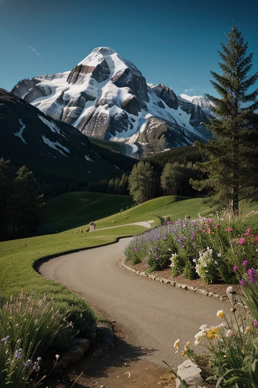 landscape made of geometric shapes, photorealistic, textures, blending