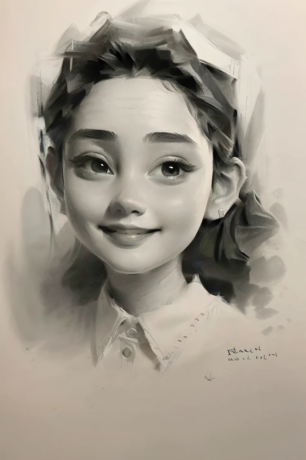 Realistic,maid,Portrait sketch，1girll，sketching 
(Best quality, Masterpiece, RAW photo,Ultra-detailed:1.2), 1girll,Solo,view the viewer,Smile