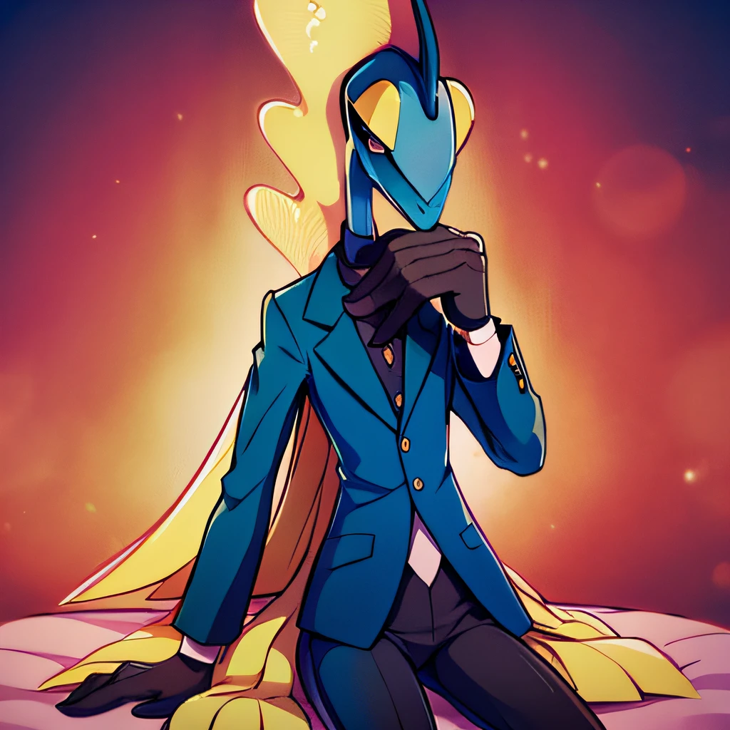 k hd , k hd ,mlp fanart, High-quality fanart , Solo, 1boys, Furry , Furry male , Adult , A gentleman's move , wear suit , Full-length portrait of Inteleon , The crotch is large and raised ,A little NSFW , Smooth face