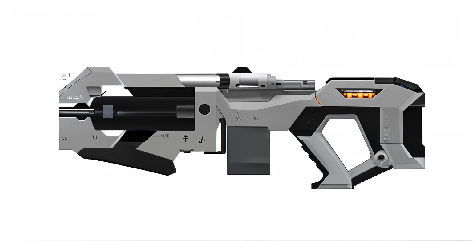 Close-up of a gun with a metal body and a metal handle, gauss rifle, futuristic weapon shotgun, laser rifles, laser rifles, pulse rifle, futuristic gun, laser wip, futuristic assault rifle, Weapon design, sci - fi weapon, energy rifle, futuristic weapon, futuristic pistol, Plasma gun, With a sci-fi rifle, weapon concept art, laser guns