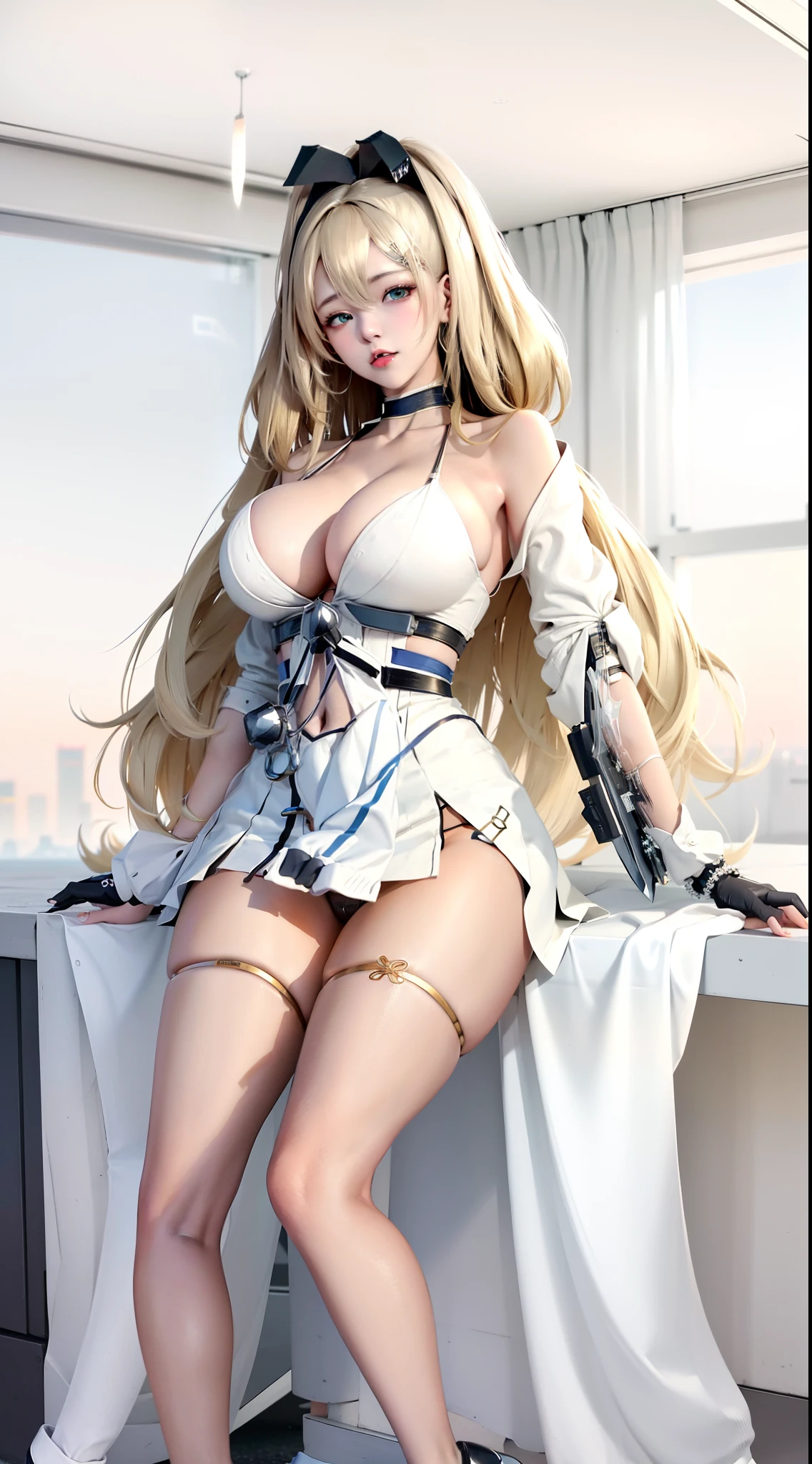 anime girl in white dress sitting on a stool with a knife, twintails white_gloves, azur lane style, from the azur lane videogame, fine details. girls frontline, biomechanical oppai, cushart krenz key art feminine, pixiv 3dcg, from arknights, from girls frontline, top rated on pixiv, nikke character rupe winter