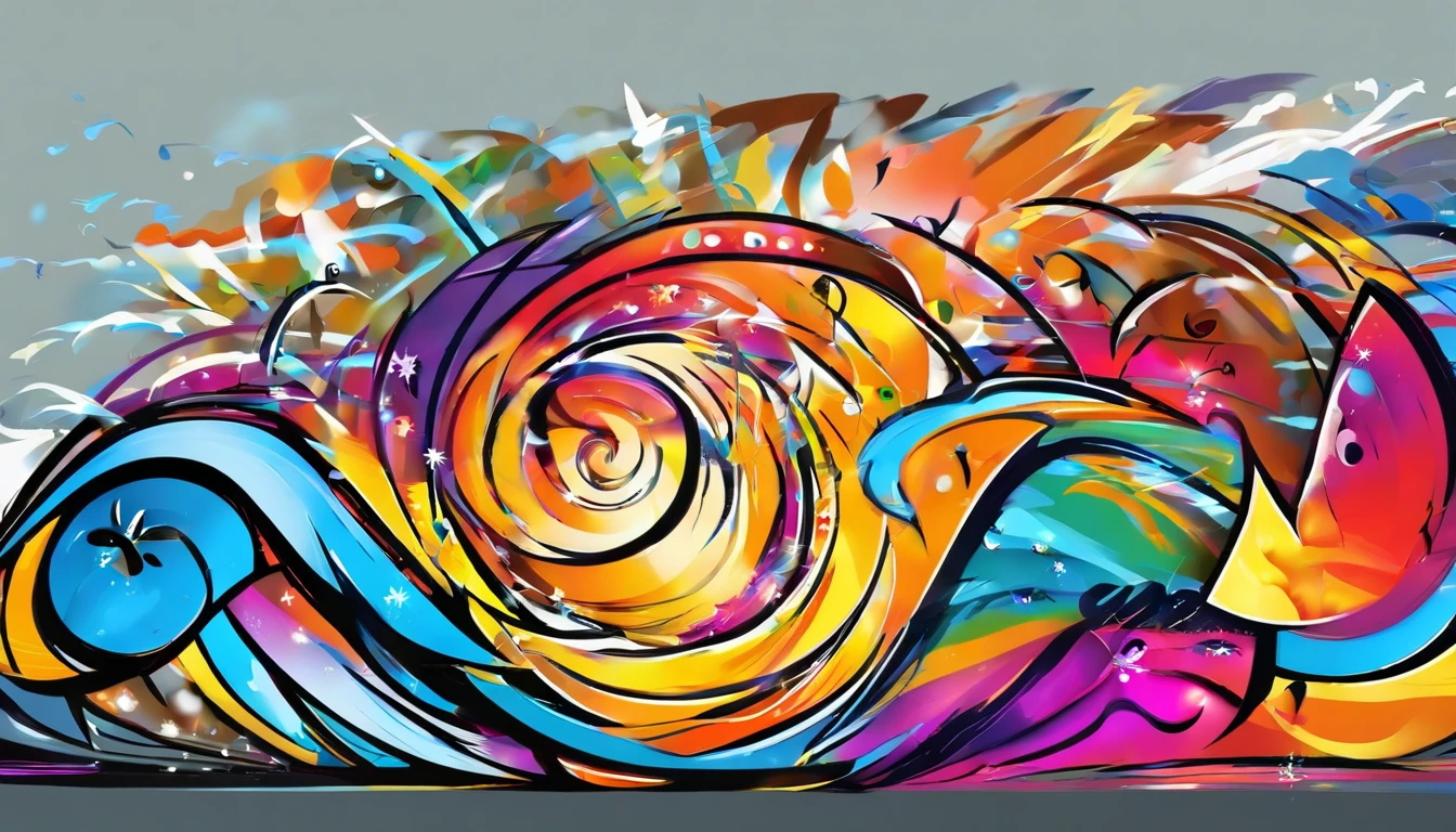 Imaginez un graffiti de qualité exceptionnelle, représentant sur le côté droit un tigre de profil degoulinant de peinture arc en ciel, sur le côté gauche des tags modernes sur le thème de la bière dissimulant les inscription "Rom2" dégoulinant de peinture arc en ciel