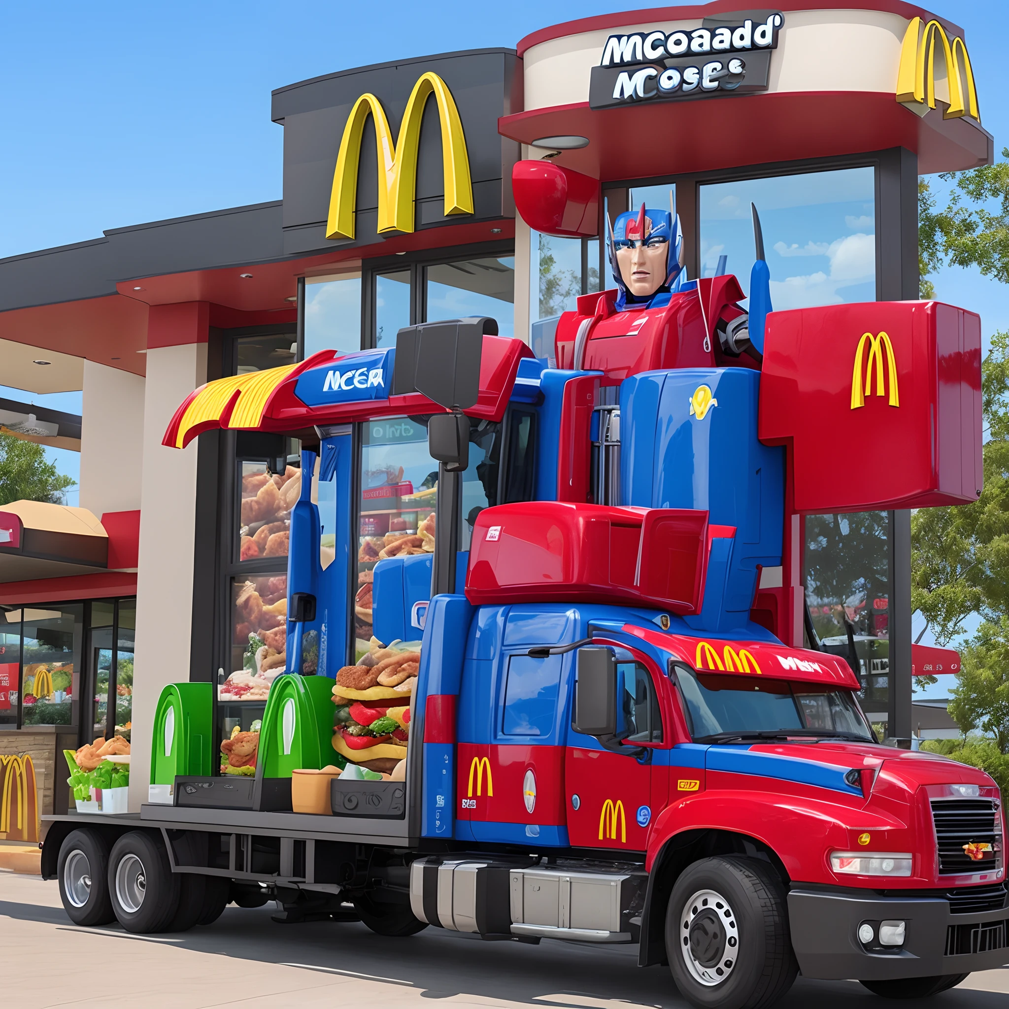 Optimus Prime working at McDonald's