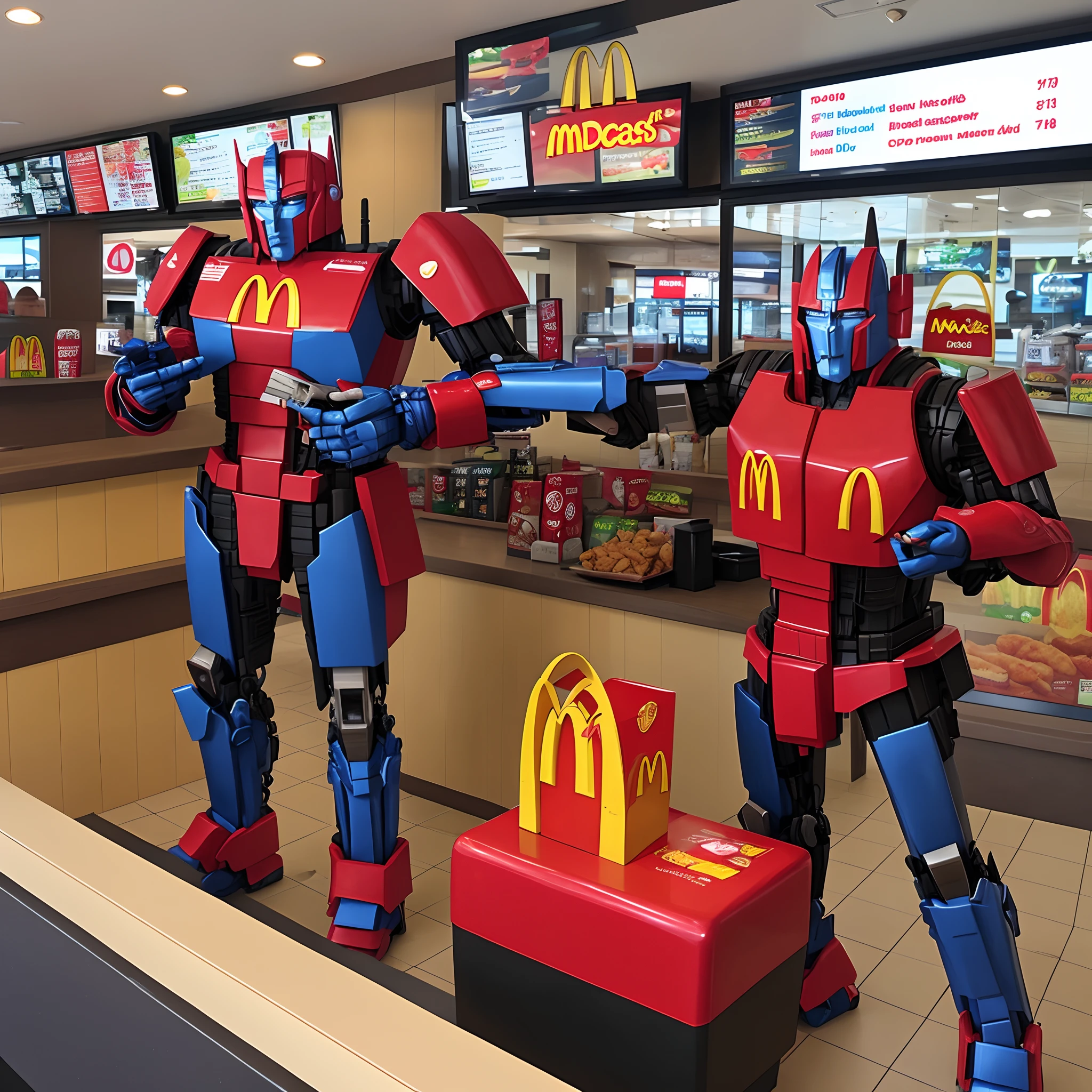 Optimus Prime working at McDonald's