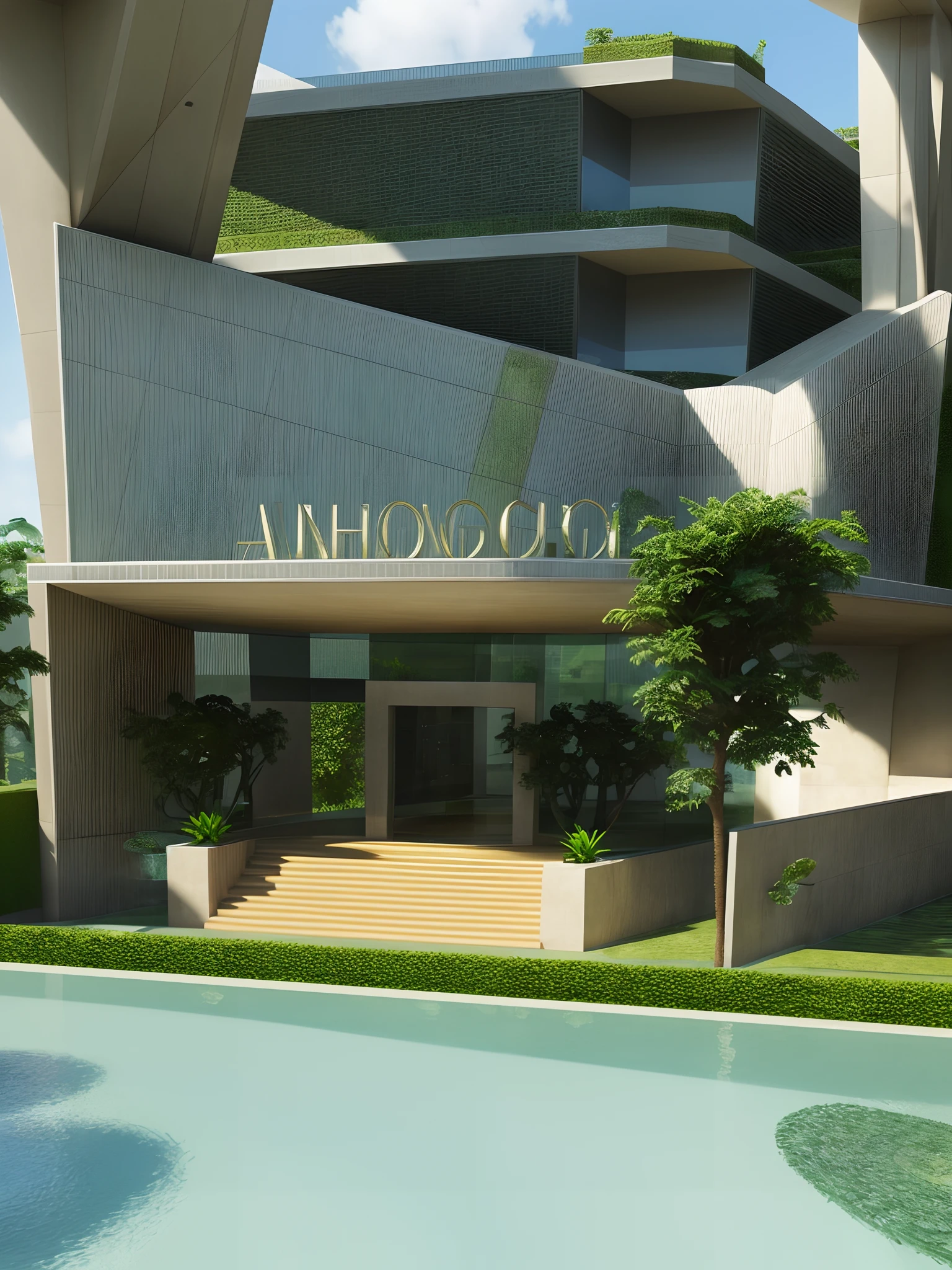arafed view of a fountain in a circular garden with a fountain in the middle, infinity concentric pool, skyscrapers with greenery, hyperdetailed!, super detailed, circular towers, many plants and infinite pool, super - detailed work, architectural visualization, in an eco city, perfectly detailed, highly detailed!, highly realistically detailed, (extremely detailed