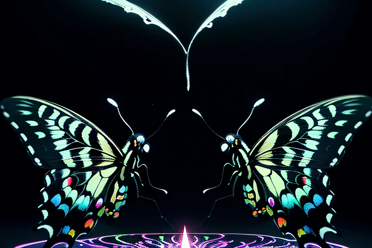 ((chaotic swallowtail is fused dark fantasy and butterfly:1.3)), (((insane glass coating:1.3))), shooting game, intricate insane detail glow, (gliding pose:1.2), (((cinematic:1.1))), (((stunning digital black paint glow paint:1.3))), paradox of fantasy and dark fantasy, explosion of diverse energies, (insane delicate and beautiful stroke:1.1), (intricate details:1.1), rich colors, true masterpiece, (clarity:1.1), (digital matte painting:1.3), chalk art on black light paint coloring,