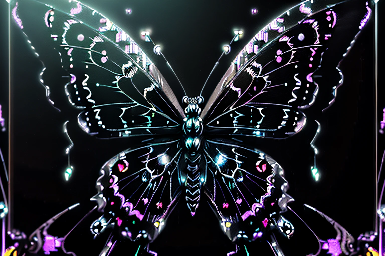 ((chaotic butterfly of fused steampunk and starlight:1.3)), (((insane steel coating:1.3))), (((beautiful pixel glow:1.3))), intricate insane detail glow, (gliding pose:1.2), (((cinematic:1.1))), (((stunning digital black paint glow paint:1.3))), paradox of fantasy and dark fantasy, explosion of diverse energies, (insane delicate and beautiful stroke:1.1), (intricate details:1.1), rich colors, true masterpiece, (clarity:1.1), (digital matte painting:1.3), chalk art on black light paint coloring,