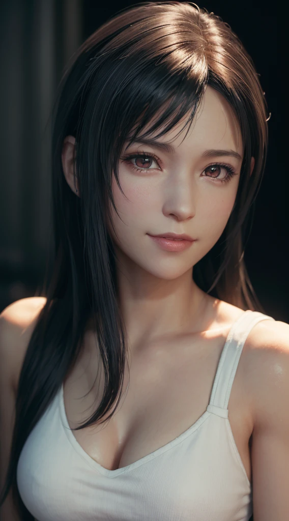 (best quality, ultra-detalhado, Realistic:1.37), Tifa Lockhart, rosto delicado, Rosto detalhado, Sweet smile expression, Corpo Perfeito, textura ultra realista, Retratos, vivid colors, soft lighting, full body