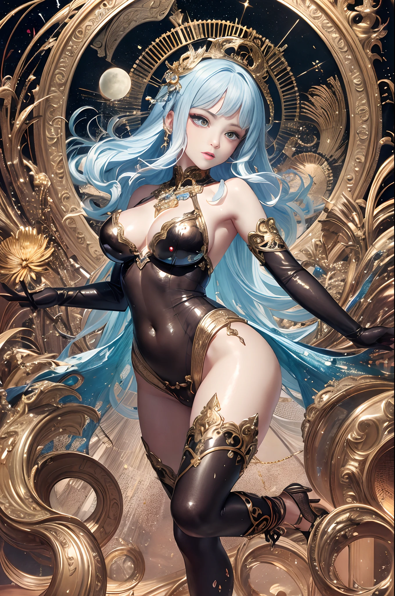 1 girl,Screaming,Propaganda posters,Full body,strong breeze,Heavy smoke,(Liquid Paint Rainbow Hair:1.1) It is made of paint and、gravity-defying,Thick flow,(Paint Splatter:1.3),Liquid state,stunningly beautiful, masutepiece, Detailed background,Ultra high quality model, Ethereal background,Abstract beauty, Explosivevolumetric, Oil Painting,heavy strokes,Romantic lighting,sub-surface Scattering,Glow,8K,High resolution, Dreamy,Ray tracing,nffsw,god rays,Faith by Tom Bagshaw Art Station, goddess of the moon, Full-length figure, Contemptuous gaze, Detailed face, 1.4), Gold decoration, Plain black background, Close up portrait of beautiful caucasian girl, Dynamic mobile objects, Digital Art, Splash, Full body, Sakimi-chan Art, Oriental mandala tattoo, Fractal background, Silver, Gold and Bronze Spirits, Floating Antique Clock, Antique Clamp, Splash, Pose Seductive, Visible pubic hair , Visible small breasts, Full body, Beautiful European Caucasian Girl, Sexy female beauty, bared  chest, Open neckline, Clothing transparent fabric, Standing, Realistic, Highest detail, Holy and holy, Golden Eyes, Heavenly Palace, Countless palaces, Clouds, Golden light, Golden lotus, (Heaven and earth wind bath), pubic hair view, Splash, Full body, Sakimi-chan Art, slight smile, Pose Seductive, Visible pubic hair, Full body, Transparent clothes, Saint-Monge in Jean-Baptiti style, shiny, Beautiful Girl, Glittering, Cute adorable filigree, Edge lighting, A light, Surreal, Fantasy, Digital Art, wlop, artgerm and james jean, Floating Antique Clock, Antique Clamp, Floating Antique Clock, Tom Bagshaw ArtStation Face, perfect masterpiece, Highest Quality, erfect artwork, 8K, Upper Body Lens, frontal portrait, Delicate face, gaze at the audience, Beautiful Girl, Magic Transparent Eyes, Platinum Hair and 3D Fractals, colorful illustration, Anime cartoon style, The face of Tom Bagshaw Art Station, Dreamy glow, Golden, Goddess