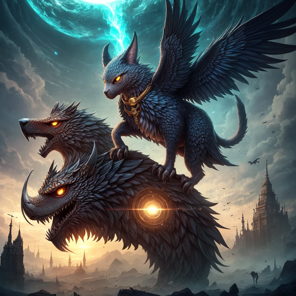 Spawn non-human celestial animals in steampunk and fantasy style. The animal is cute and、Deve ter seda e cetim com penas. Destaque detalhes de fantasia e steampunk. Camera: Make use of interesting and dynamic compositions. Aumentar o interesse visual. The lighting: Use ambient lighting to enhance the fantasy atmosphere. incluem cores fortes e sombras profundas. Contrata, Olhos detalhados, Contrate um olho detalhado, Hiring Details, ornado, detalhes intrincados, 8k, Brilho, unidade, Motor oficial CGI Unreal, high resolution, (((masutepiece))), alta qualidade, alta resolução, aprimoramento de detalhes