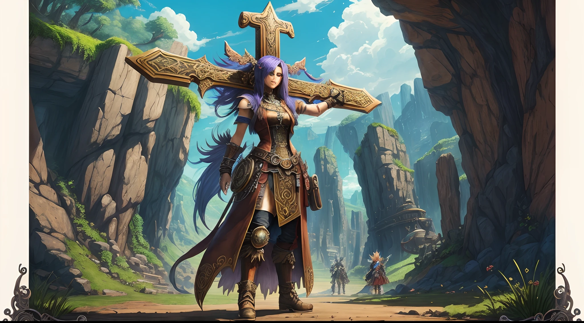 steampunk Giant metal cross, superheres Jesus God, style ragnarok Final Fantasy secret of mana --auto --s2