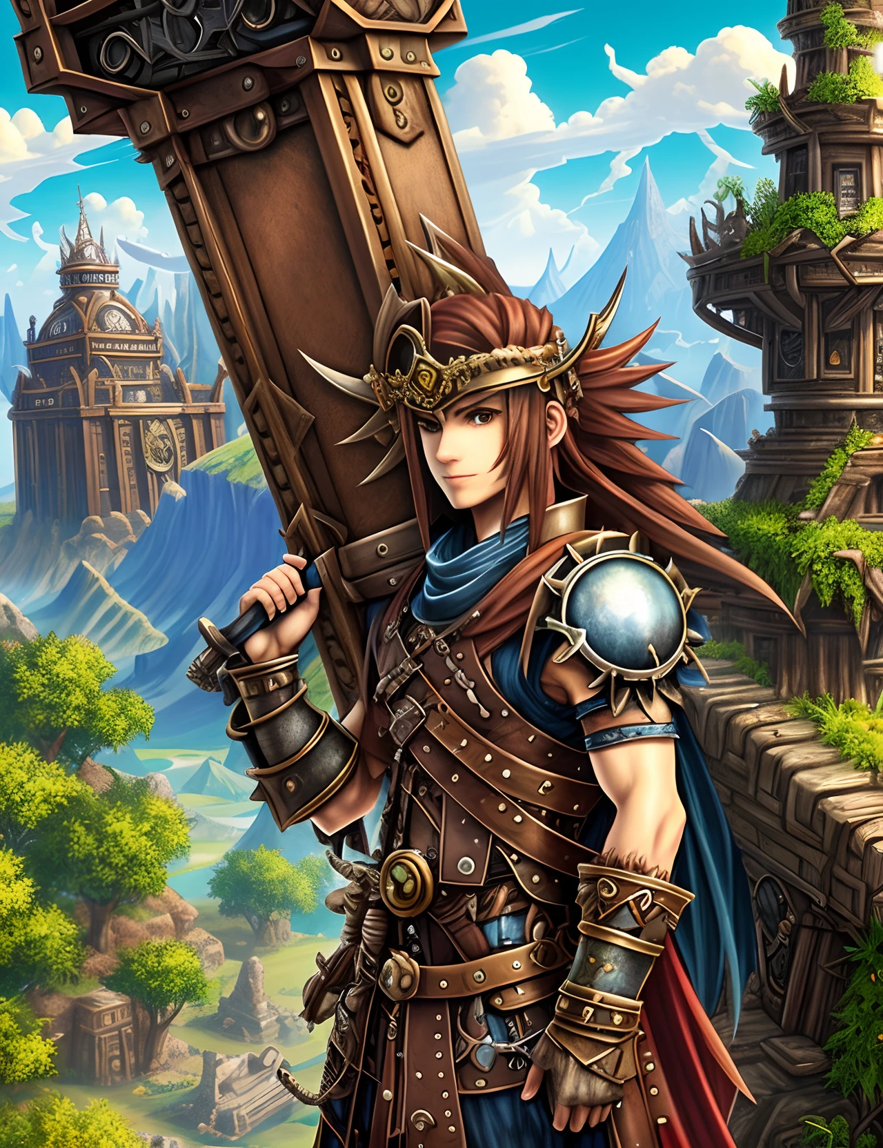 steampunk Giant metal cross, superheres Jesus God, style ragnarok Final Fantasy secret of mana --auto --s2