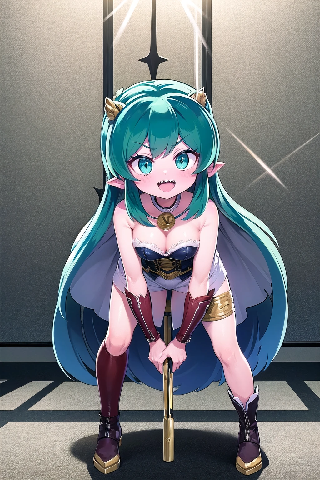 masterpiece, best quality,, corset, breastplate,lum, , urusei yatsura, cloak, pants, pullover kimono,martial pov,, pantyhose, sharpteeth, standing,smile, matial art,, full body, boots , pant, medium breast, pants, pullover,martial pov,god rays, ray tracing, sparkle, cinematic lighting, UHD, retina, masterpiece, ccurate, anatomically correct, textured skin, super detail, high details, high quality, award winning, best quality, highres, 1080P, HD, 4K, thunder aura, light aura