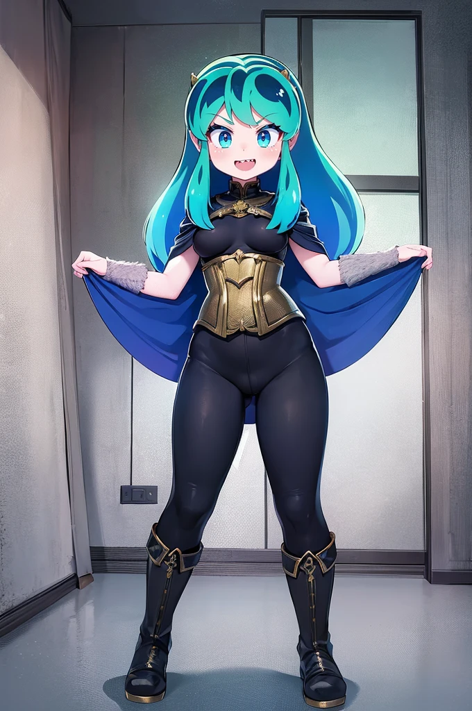 masterpiece, best quality,, corset, breastplate,lum, , urusei yatsura, cloak, pants, pullover kimono,martial pov,, pantyhose, sharpteeth, standing,smile, matial art,, full body, boots , pant, medium breast, pants, pullover,martial pov,god rays, ray tracing, sparkle, cinematic lighting, UHD, retina, masterpiece, ccurate, anatomically correct, textured skin, super detail, high details, high quality, award winning, best quality, highres, 1080P, HD, 4K, thunder aura, light aura, sharpteeth,, super powers