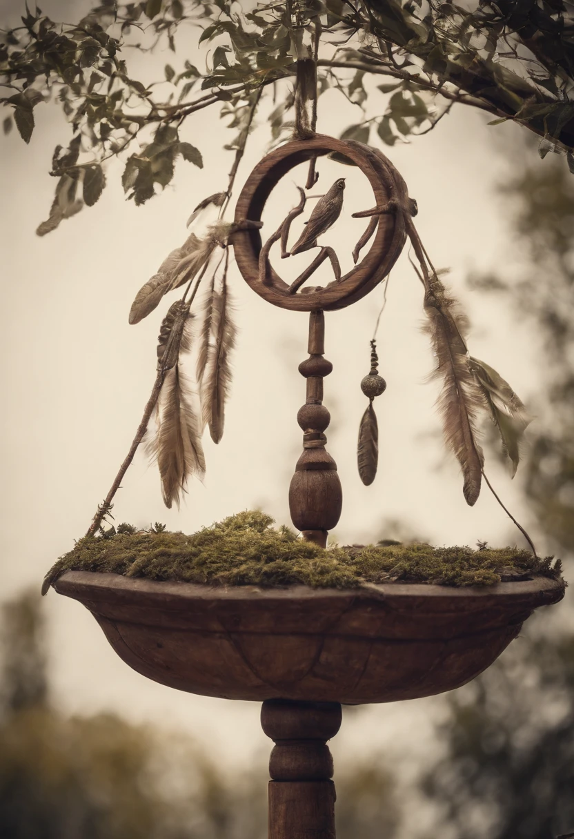 Logo ideas, sketches, drawings, dreamcatcher:0.6, garden, wooden sculpture