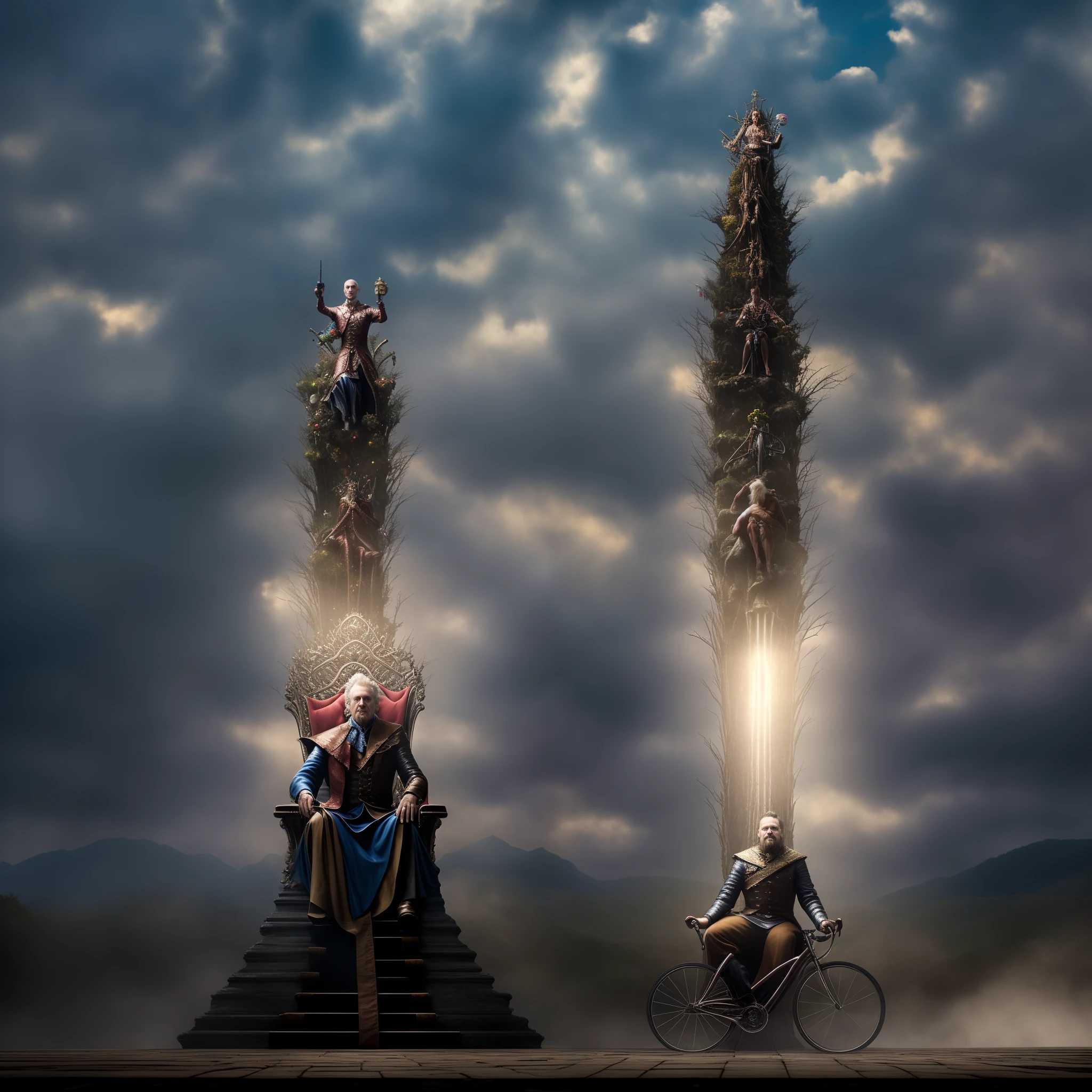 Cyclist sitting on a throne with a bicycle in front of him, sentado no trono de ferro, Sente-se no trono, O Trono de Ferro, Fama dos Tronos, Trono de Ferro, sentado no trono, Anato Finnstark!!, rei da noite no fundo, 🔞🤡, 2022, 2 0 2 2