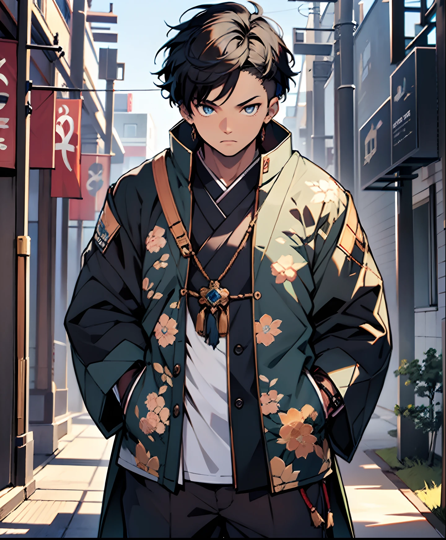 {{Master masterpieces}}，diagrams, the Extremely Detailed CG Unity 8K Wallpapers，1 boy, character sheet, black hair, Japanese old clothes