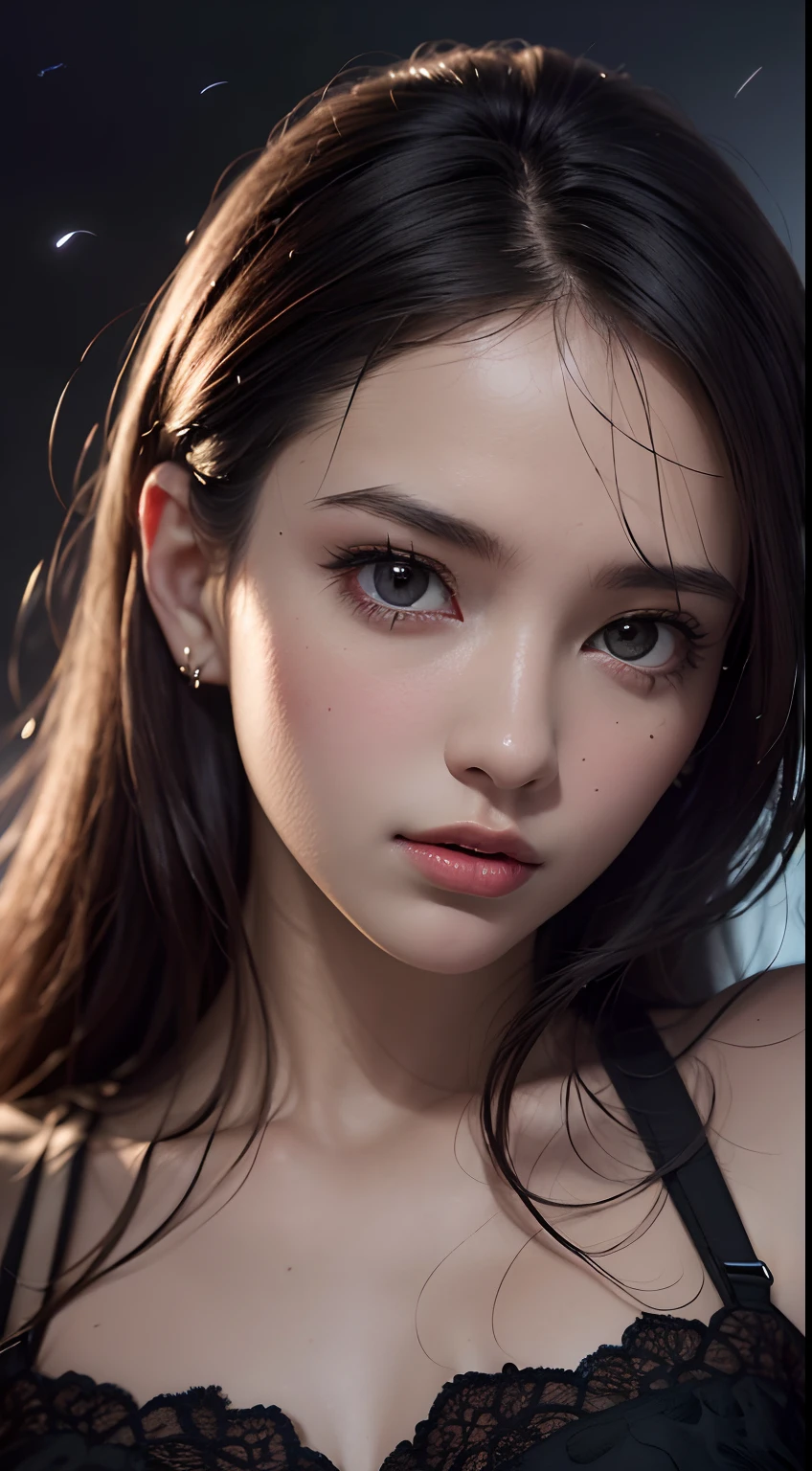 (8k, RAW Photo, Photorealistic: 1.25), (Lip Gloss, Eyelashes, Glossy Face, Shiny Skin, Best Quality, Ultra High Resolution, Depth of Field, Chromatic Aberration, Caustics, Wide Lighting, Natural Shading, Kpop Idol) Viewer sees a calm, goddess-like euphoria and full body