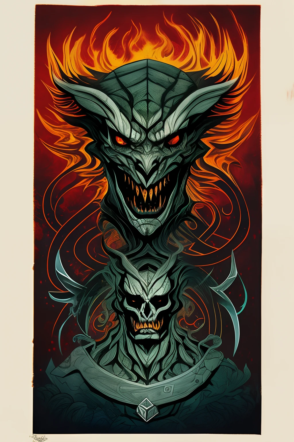 demon, feu, Burnt