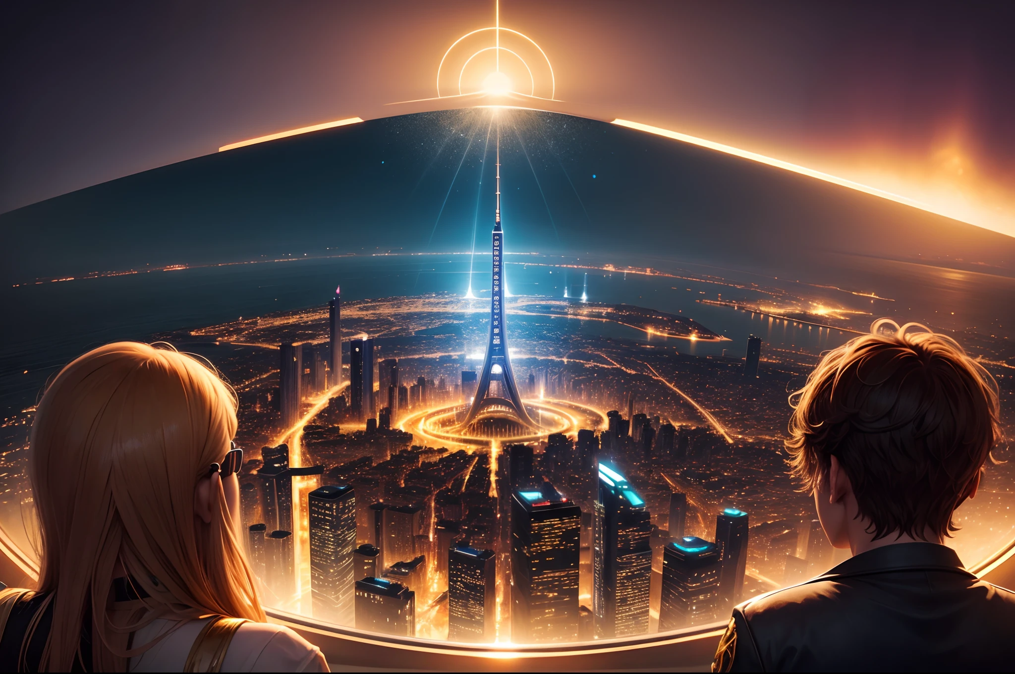 from the sea looking out over the horizon is the golden city of lights, a golden-bronze utopian sci fi paradise city that is home free to all who seek asylum from their past and know of it. However, there are few who know of the city of lights, and you can know if it through song.