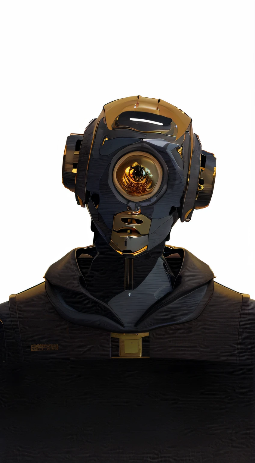A golden robot with a tilted head