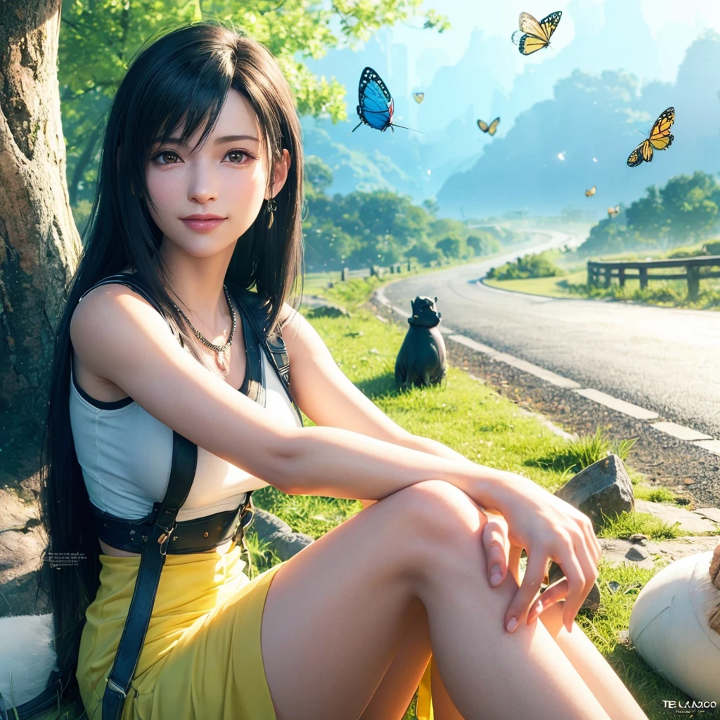 (best quality, ultra-detalhado, Realistic:1.37), Tifa Lockhart, rosto delicado, Rosto detalhado, Sweet smile expression, Corpo Perfeito, textura ultra realista, Retratos, vivid colors, soft lighting