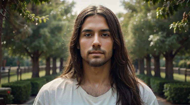 create a simple and unique image that depicts the beauty, serenity and divinity of Jesus. adult male . Create art that touches hearts and inspires a deep spiritual connection