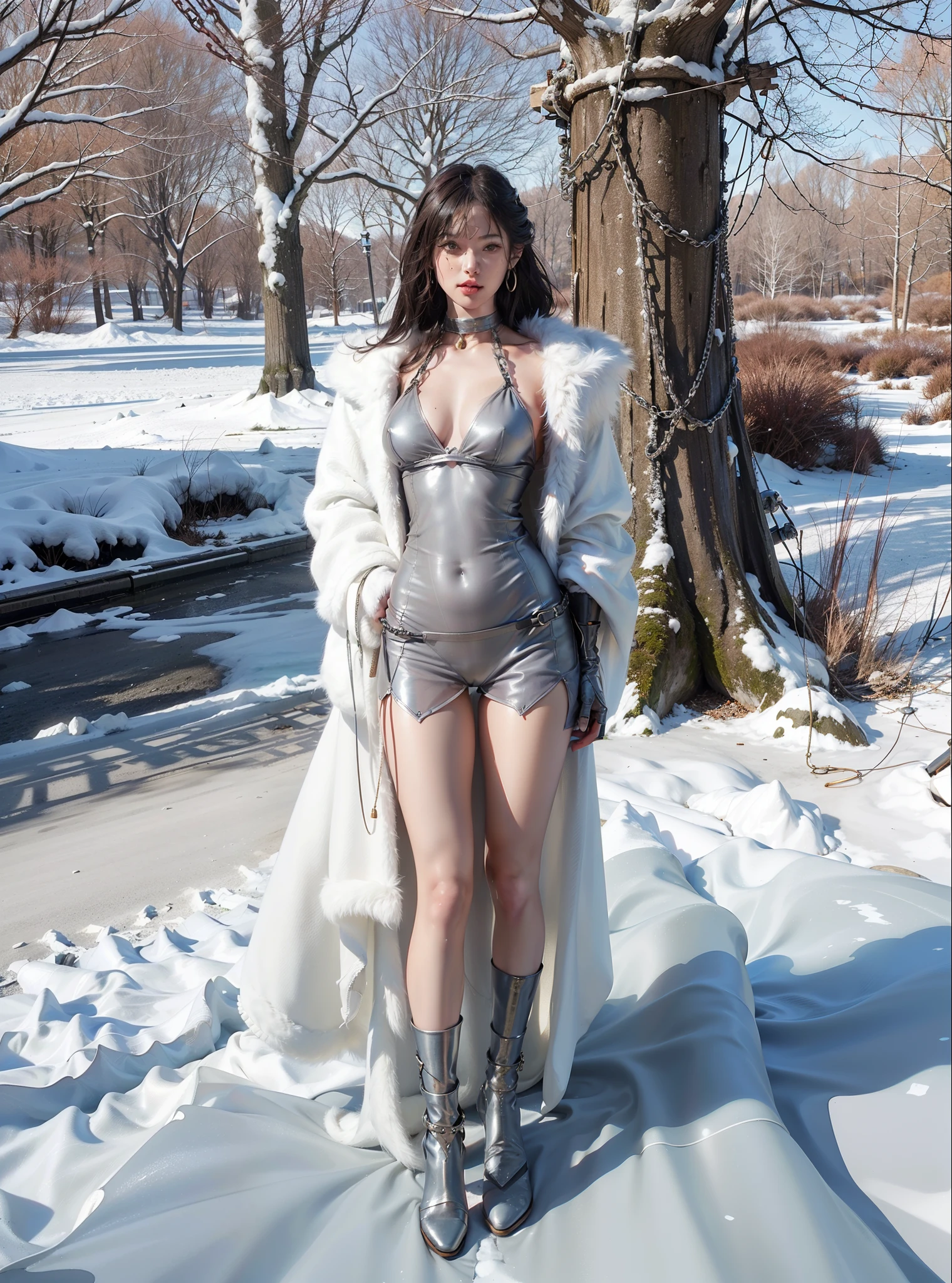 ,((Dressed in a see-through costume of a superheroine)),(, No bra)), Wet crotch, Wet thighs, Beautiful girl with accentuated slender abs: 1.4, (((nipple tips protruding, areola is protruding, The shape of the pubic region is clearly visible)), sixpack abs: 1.4, Bust Botox, Photo, Sharpness, Unique 850 4, Koda850 k portrait camera, F1.6 shots, Ultra-realistic textures, Spectacular light textures, Cinestil 800 Fashion Mechanics, (futuristic sci-fi battle fashion: 1.1), (tied perfectly by chain), Restraint, Slaves, collars, ((wide prison with sunlight)), Dark fantasy, Realistic material details, extreme hight detail, Ultra-realistic materials ((Torn costume))), Wet, Cloudy, (Chained)), ((big emphasized by chains)), ((chains digging into crotch)), ( (Collar)), (, No bra), shredded costumes, broken golden shields and battle spears,, White combat gloves, Combat shoulder armor, Realistic, (Bruises, ripped clothing, skimpy clothing, Blood: 1.3), Torn Cape, Torn pantyhose, Long legs, ((iron pipe in the crotch)), Metallic shackles and fetters, ((chains hung from heaven)), Wet crotch is clearly visible, Swarovski's sword and the anatomy beneath his feet, squatting on the ground,Finger repair,Five fingers,(futuristic sci-fi battle fashion, Torn mesh stockings),Normal fingers
