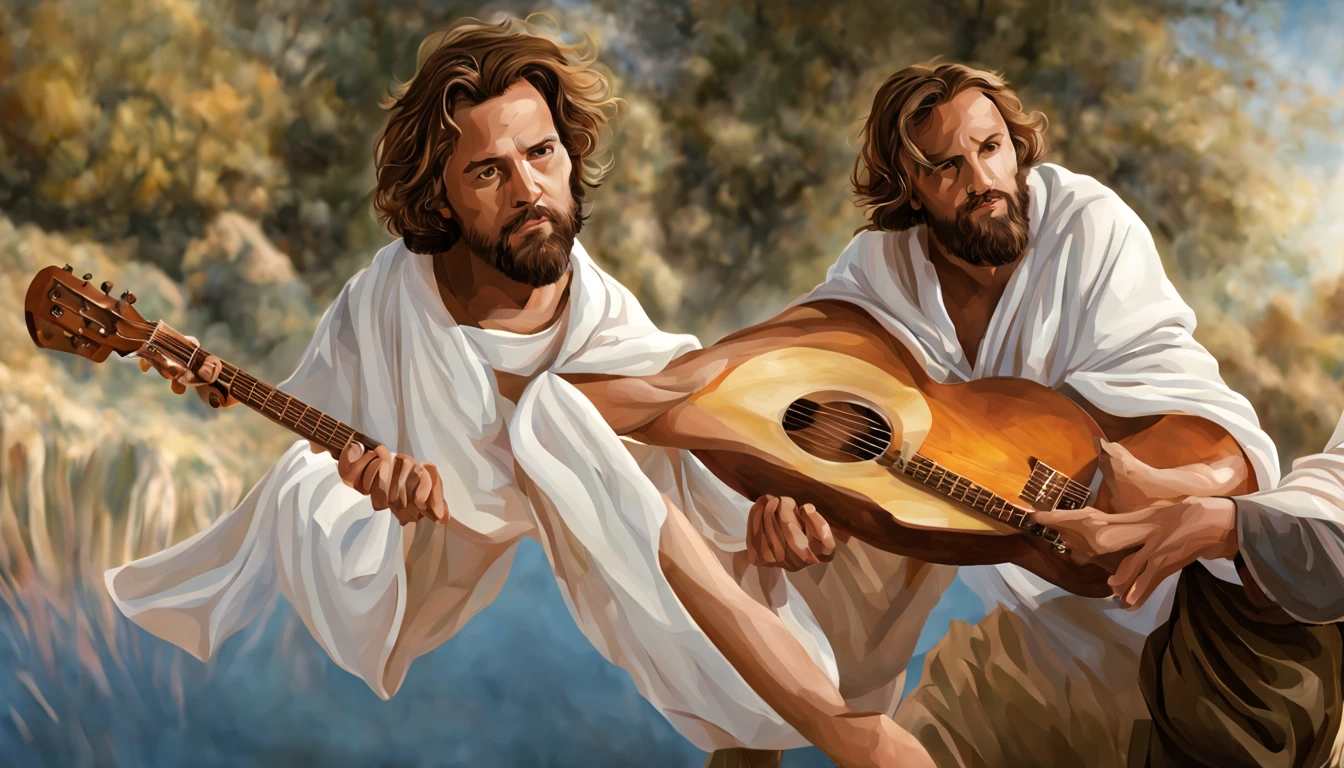 create a simple and unique image that depicts the beauty, serenity and divinity of Jesus. adult male . Create art that touches hearts and inspires a deep spiritual connection