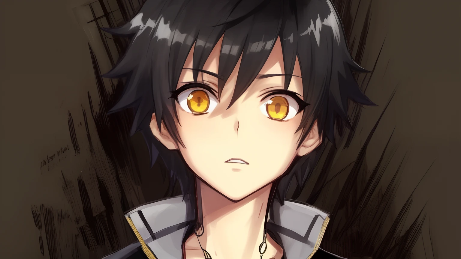 anime boy with black hair and yellow eyes in a black jacket, okata kazuto, kirito, epic anime style, hana yata, inspired by Jin Homura, inspired by Okumura Masanobu, semirealistic anime style, anime moe artstyle, in anime style, anime boy, in an anime style, gapmoe yandere grimdark