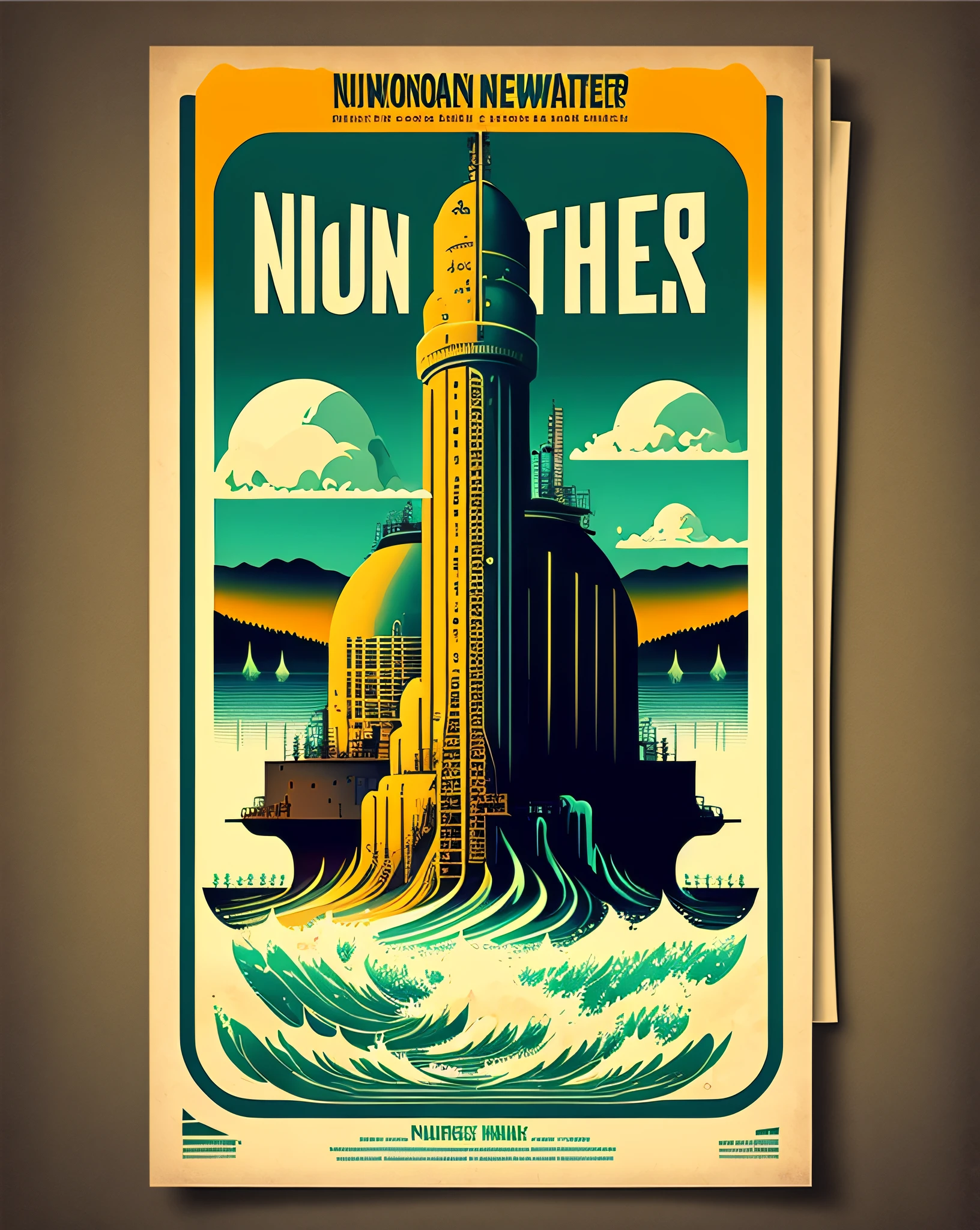Use positive and negative graphic design to create a poster about nuclear wastewater