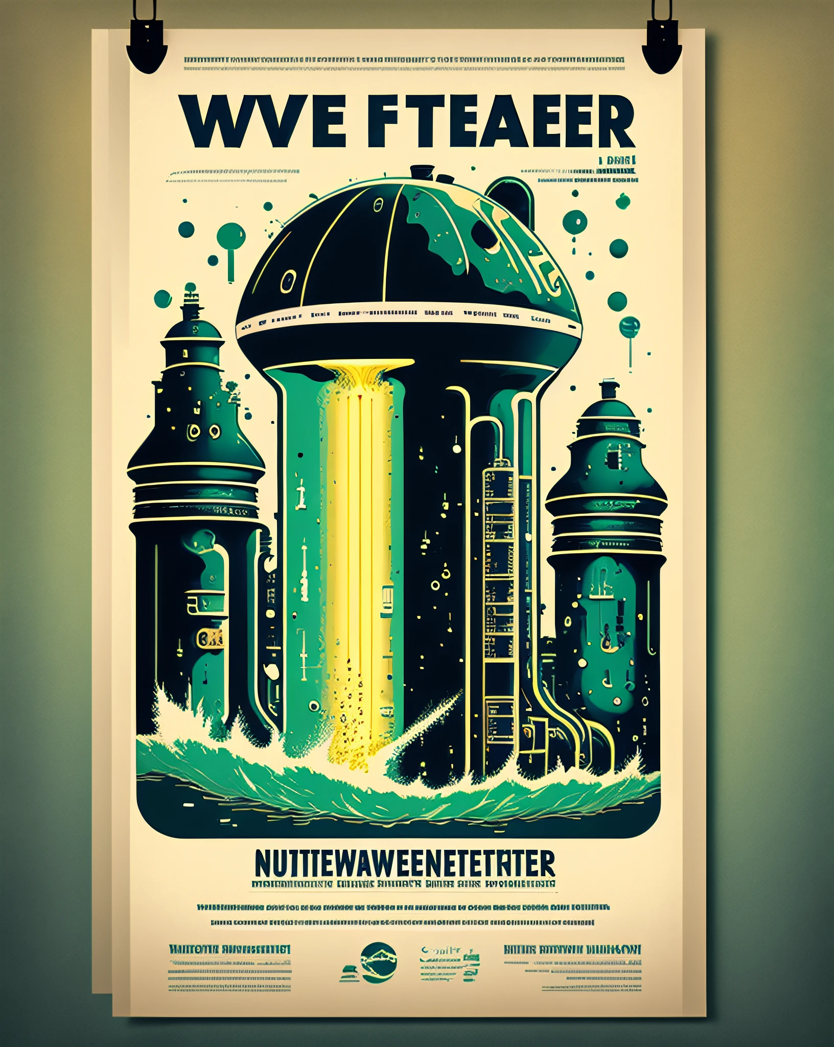 Use positive and negative graphic design to create a poster about nuclear wastewater