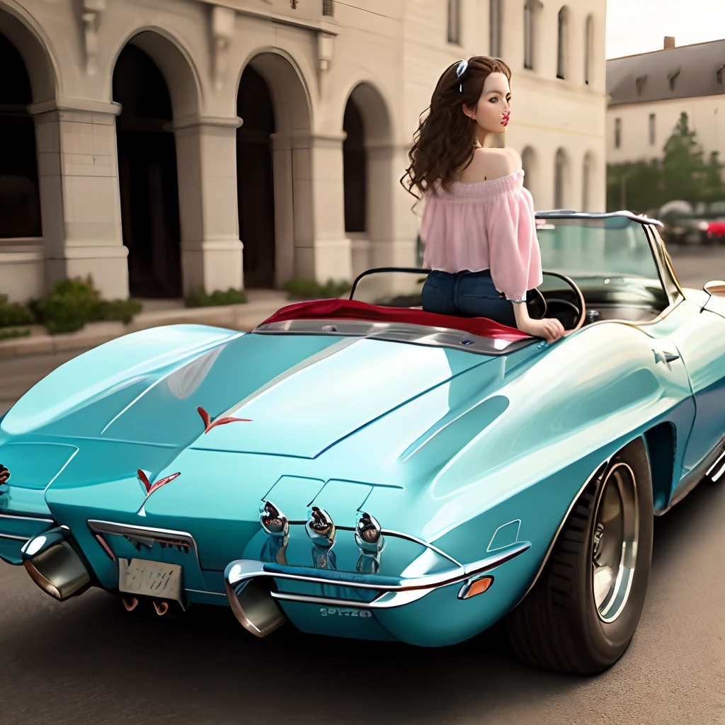 Old corvette with girl