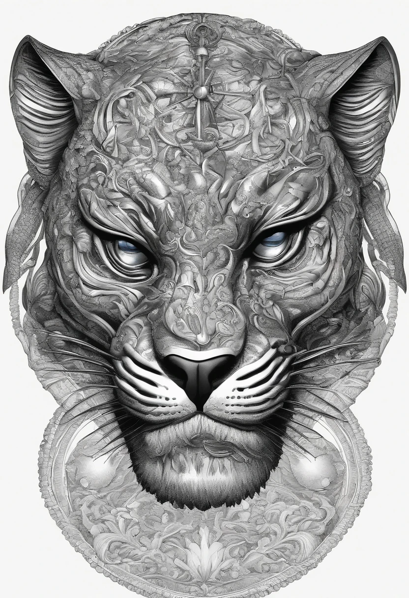 Black panther, fleur, skull