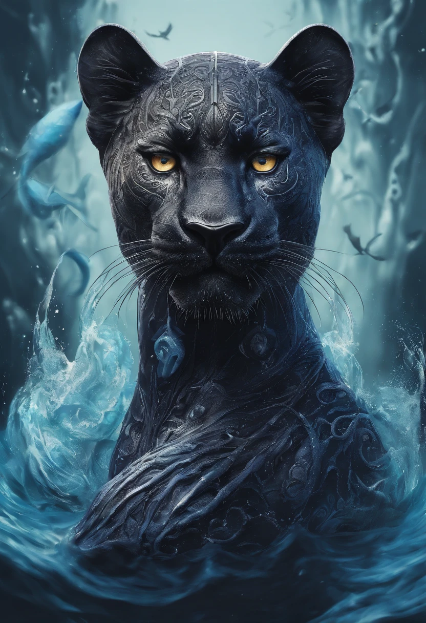 Black panther, fleur, skull