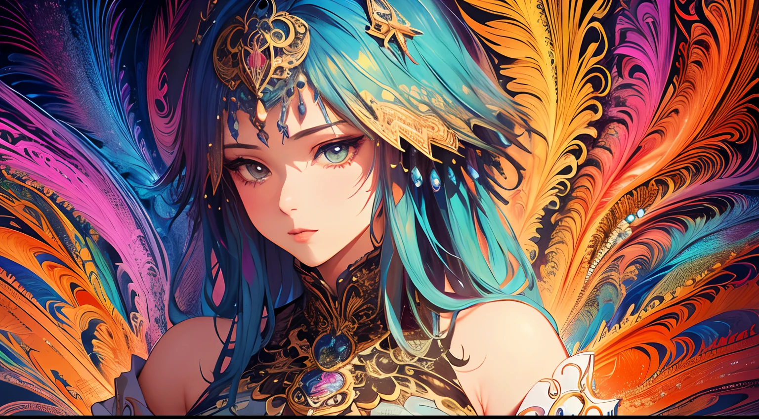 (masterpiece, top quality, best quality, official art, beautiful and aesthetic:1.2), (1girl), extreme detailed,(fractal art:1.3),colorful,highest detailed