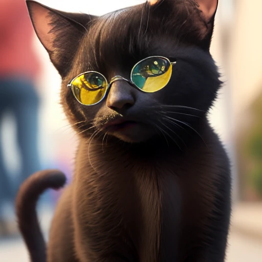 Black cat in sunglasses