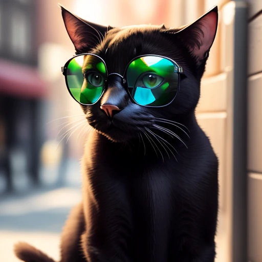 Black cat in sunglasses