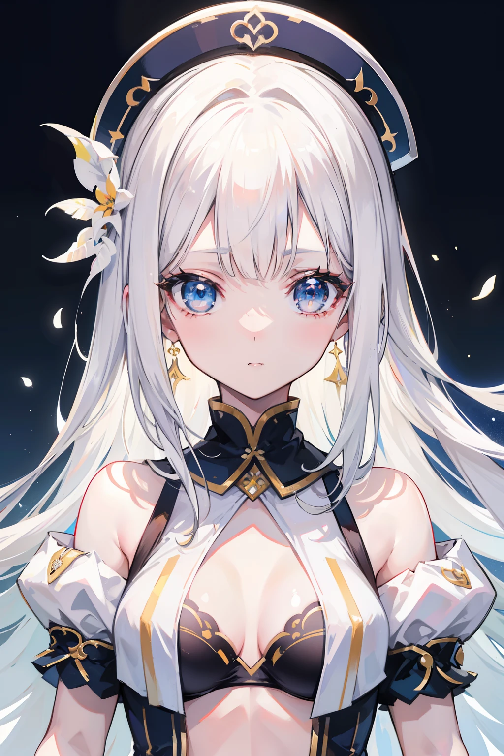 white  hair,Top image quality,s girl,​masterpiece,de pele branca,Semi-long hair,,hime-cut,small tits,tits out,Glowing face,Kyudogi,,,,,