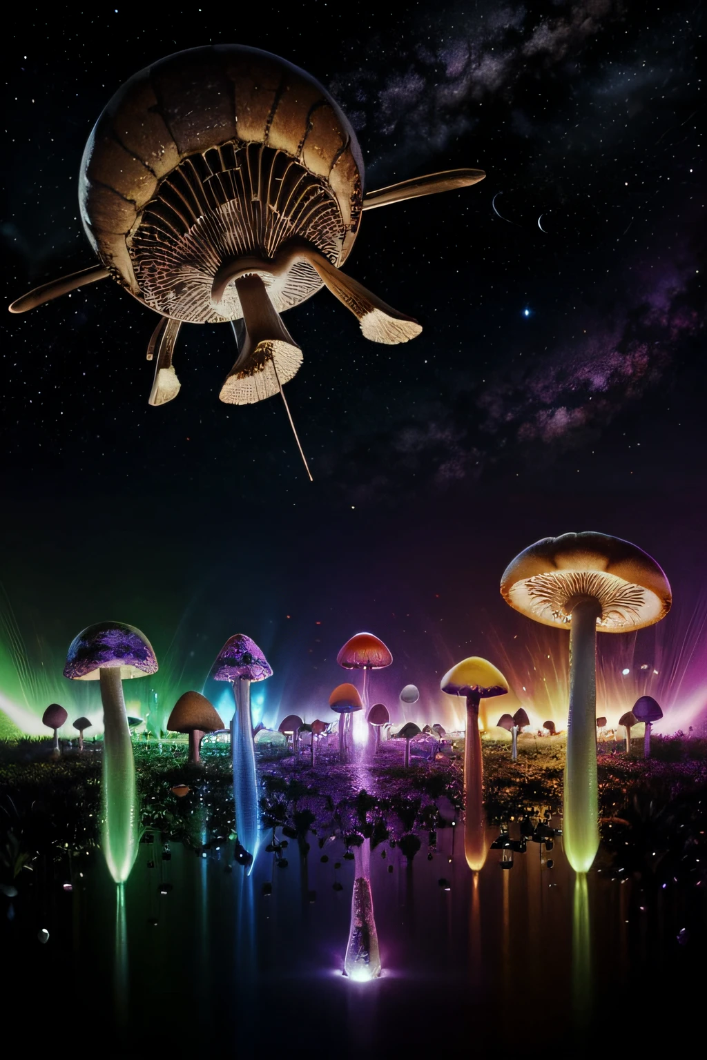 magic mushrooms, in universe, psuchedelic,planet,dmt entities, alien art