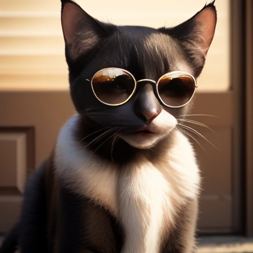 Black cat in sunglasses